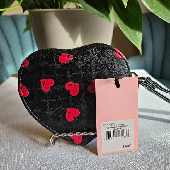 Juicy Couture NWT Wristlet "Follow Your Heart" Zip Around Black Gold -Item #687 - Picture 2 of 3